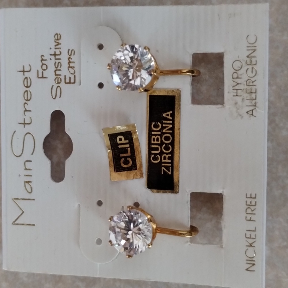 NWT Main Street Clip Cubic Zirconia earrings, never worn!